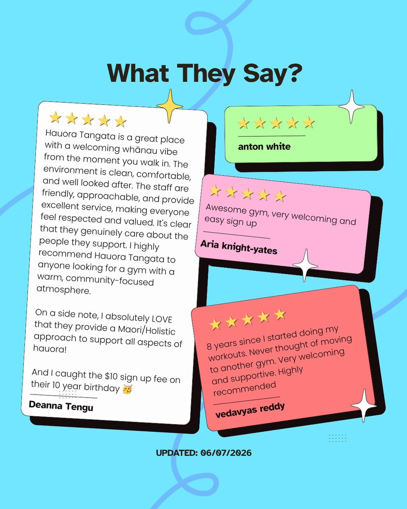 ✨Member Feedback✨

We always love reading any comment, review, letter, testimonial and any other post about our team/ village from you! The people🔥

Thank you from us and if you’re new? Come on in and see for yourself 👀

#hauora #hetangata #testimonial #hauoratangata