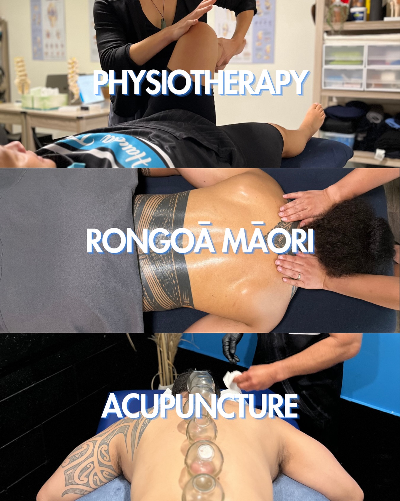 Three ways we help your body reset, recover, and recharge ⚡️
The fun part? 
It’s all under one roof 🏠

What service could you do with this week? - Book in through the link in our bio 🔗

#practitioners #wellnesswednesday #whanau #healing