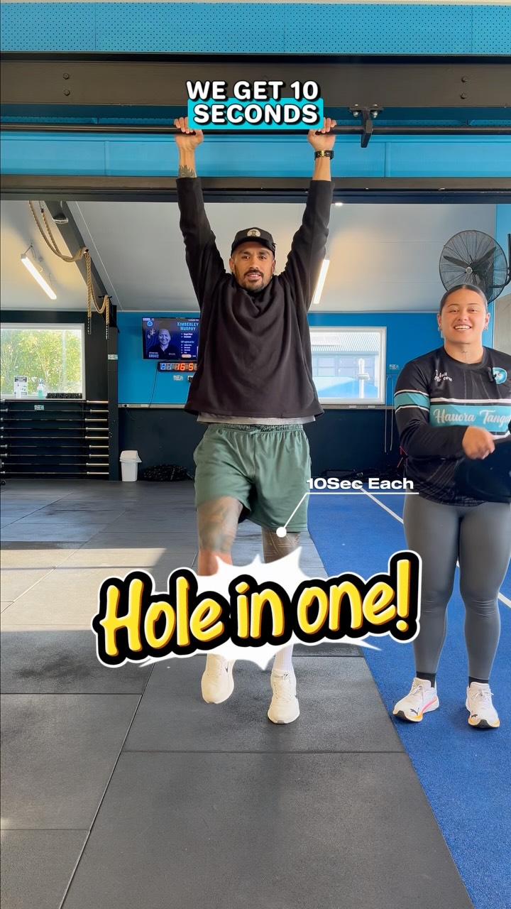 Watch the team take on another challenge! 
Shout out to Veda! Completing the challenge on behalf of the team 😂

Hole in one! 1️⃣ 

Try it out - Save this post for later and challenge yourself and your friends 📌

Harder than it looks 👀
#hauora #nzgym #funchallenge #fitnesschallenge